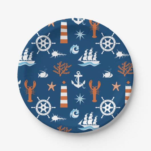 Assiettes En Carton Motif à thème marin (Devant)