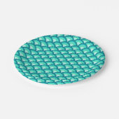 Assiettes En Carton Motif à vagues Art déco - tons turquoise (Angle)