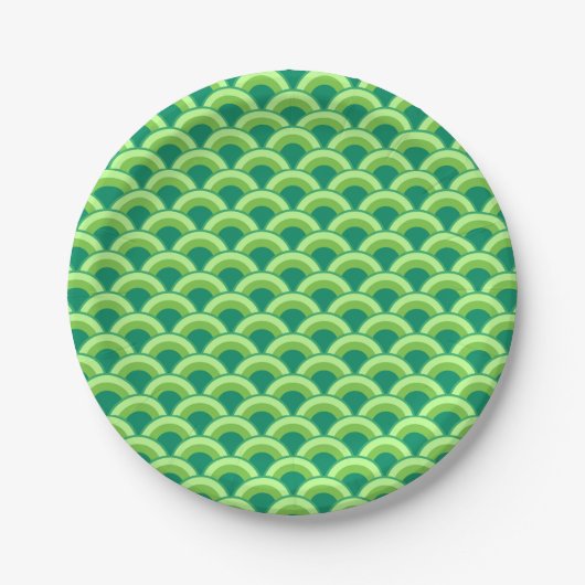 Assiettes En Carton Motif à vagues Art déco - vert jade (Devant)