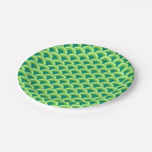 Assiettes En Carton Motif à vagues Art déco - vert jade (Angle)