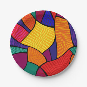 Assiettes En Carton Motif abstrait