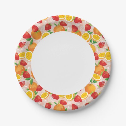 Assiettes En Carton motif Abstrait aux fraises (Devant)