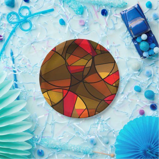 Assiettes En Carton Motif abstrait coloré (Fête)