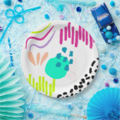 Assiettes En Carton Motif abstrait moderne et coloré. (Fête)