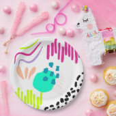 Assiettes En Carton Motif abstrait moderne et coloré. (Fête)