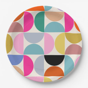 Assiettes En Carton Motif Abstrait moderne et coloré du milieu du sièc
