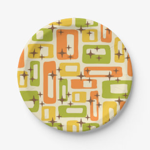 Assiettes En Carton Motif Abstrait moderne rétro du milieu du siècle