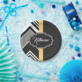 Assiettes En Carton Motif abstrait noir et blanc (Fête)