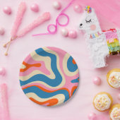 Assiettes En Carton Motif Abstrait Retro Liquid Swirl (Fête)