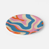 Assiettes En Carton Motif Abstrait Retro Liquid Swirl (Angle)