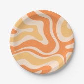 Assiettes En Carton Motif Abstrait Retro Liquid Swirl dans Soft Orange (Devant)