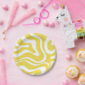 Assiettes En Carton Motif Abstrait Retro Liquid Swirl en jaune (Fête)