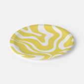 Assiettes En Carton Motif Abstrait Retro Liquid Swirl en jaune (Angle)