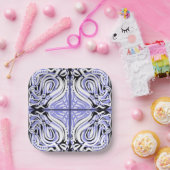 Assiettes En Carton Motif Abstrait violet blanc (Fête)