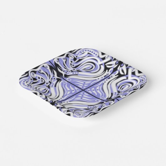 Assiettes En Carton Motif Abstrait violet blanc (Angulaire)