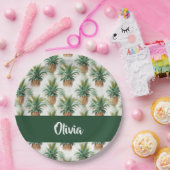 Assiettes En Carton Motif ananas sur blanc (Fête)