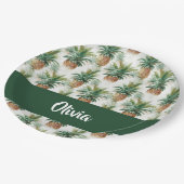 Assiettes En Carton Motif ananas sur blanc (Angle)