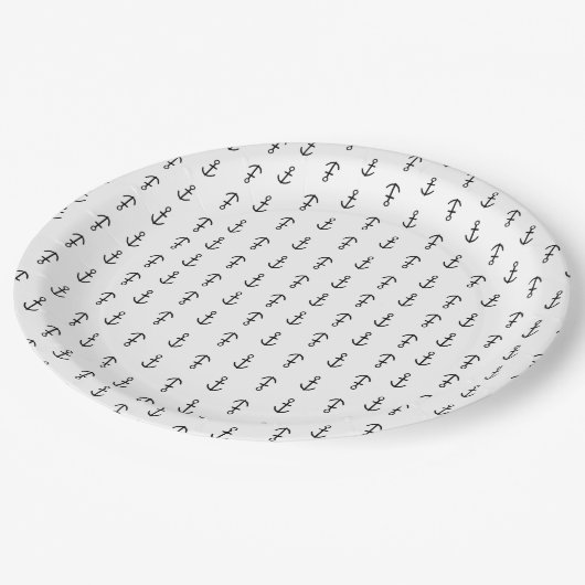 Assiettes En Carton Motif Ancre (Angle)