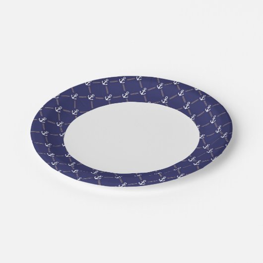 Assiettes En Carton motif Ancre (Angle)