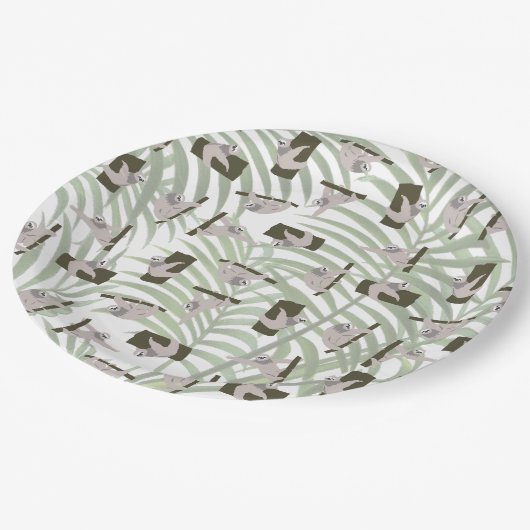 Assiettes En Carton Motif animal mignon Sloth en forêt sauvage (Angle)