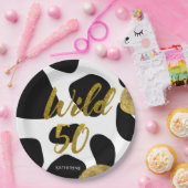 Assiettes En Carton Motif animal sauvage Cinquante Or Monogramme (Fête)