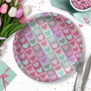 Assiettes En Carton Motif Aqua/Pink ID629