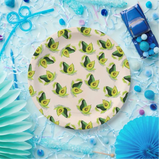 Assiettes En Carton Motif Aquarelle Avocados Vert (Fête)