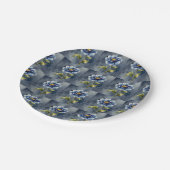 Assiettes En Carton Motif aquarelle fleur bleue (Angle)