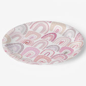 Assiettes En Carton Motif arc-en-ciel rose pâle (Angle)