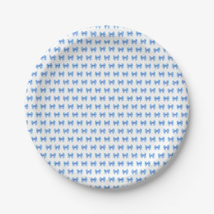 Assiettes En Carton Motif arc en vichy bleu blanc