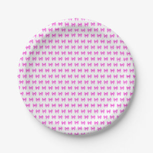 Assiettes En Carton Motif arc en vichy rose-blanc