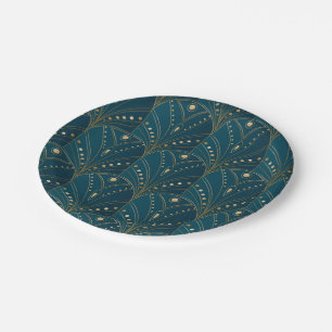 Assiettes En Carton Motif Art Déco avec des formes géométriques dorées