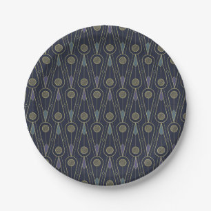 Assiettes En Carton Motif Art Déco avec des formes géométriques en or