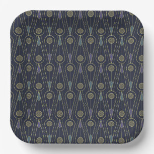 Assiettes En Carton Motif Art Déco avec des formes géométriques en or