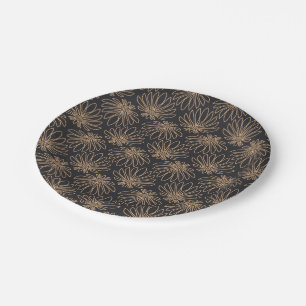 Assiettes En Carton Motif Art Déco avec motifs floraux dorés