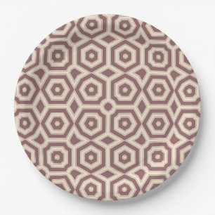 Assiettes En Carton motif art déco beige marron