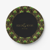 Assiettes En Carton Motif Art déco or et vert (Devant)