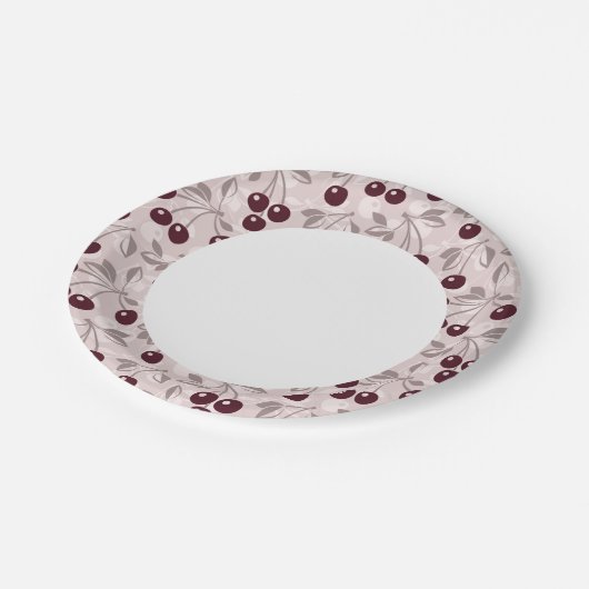 Assiettes En Carton Motif aux cerises 2 (Angle)