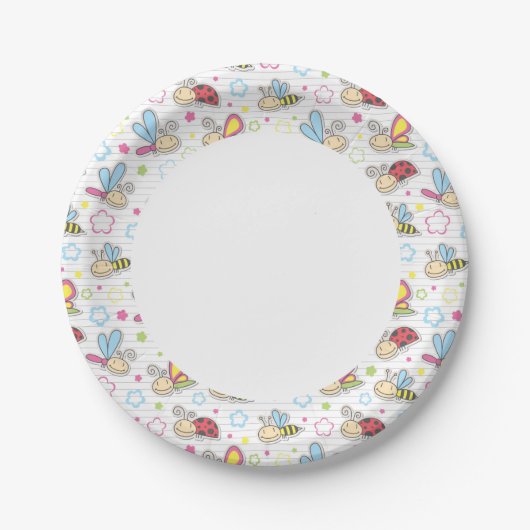 Assiettes En Carton motif aux insectes (Devant)