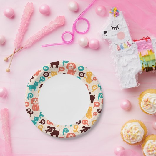 Assiettes En Carton Motif Avec Chats Et Chiens Amusants (Fête)