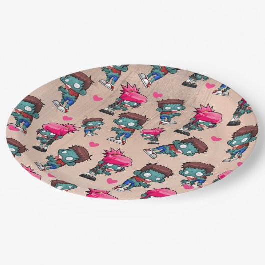 Assiettes En Carton Motif avec de mignonnes filles Zombies, garçons et (Angle)