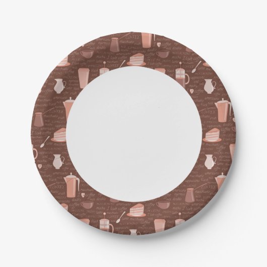 Assiettes En Carton Motif avec éléments liés au café (Devant)