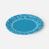 Assiettes En Carton Motif avec vagues bleues avec motif tribal blanc (Angle)