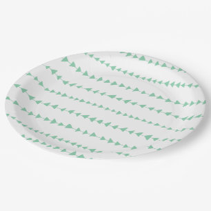 Assiettes En Carton Motif aztèque blanc vert en bon état de flèches