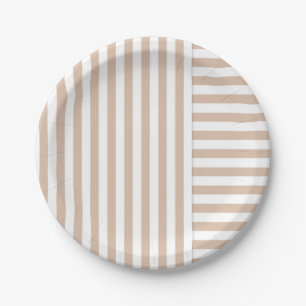 Assiettes En Carton motif blanc beige de rayure