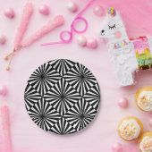 Assiettes En Carton Motif blanc noir d'illusion optique de diamants (Fête)