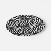 Assiettes En Carton Motif blanc noir d'illusion optique de diamants (Angle)