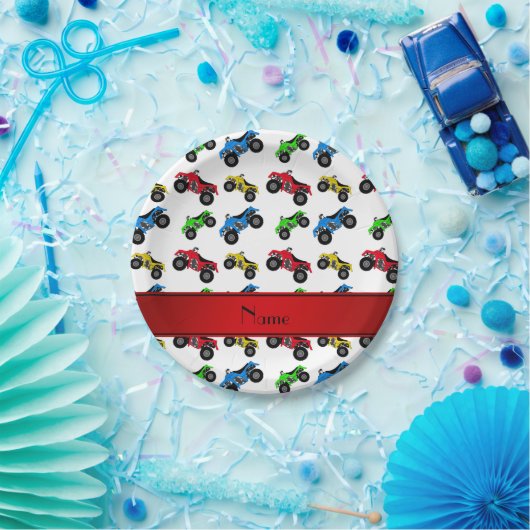 Assiettes En Carton Motif blanc nommé personnalisé d'atv (Fête)