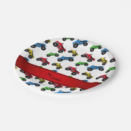 Assiettes En Carton Motif blanc nommé personnalisé d'atv (Angle)