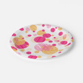 Assiettes En Carton Motif blanc rose et jaune Polka-point (Angle)